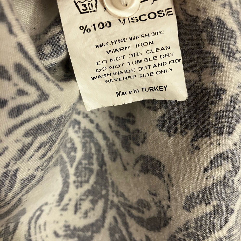 Big Dart Soft Navy and White Printed Button-Down Shirt - Picture 4 of 4